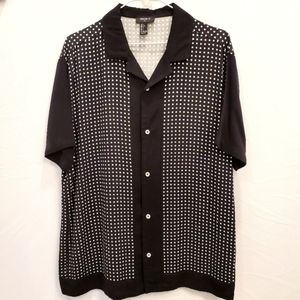 Forever 21 Short Sleeve Retro Black & White Shirt (Size L)